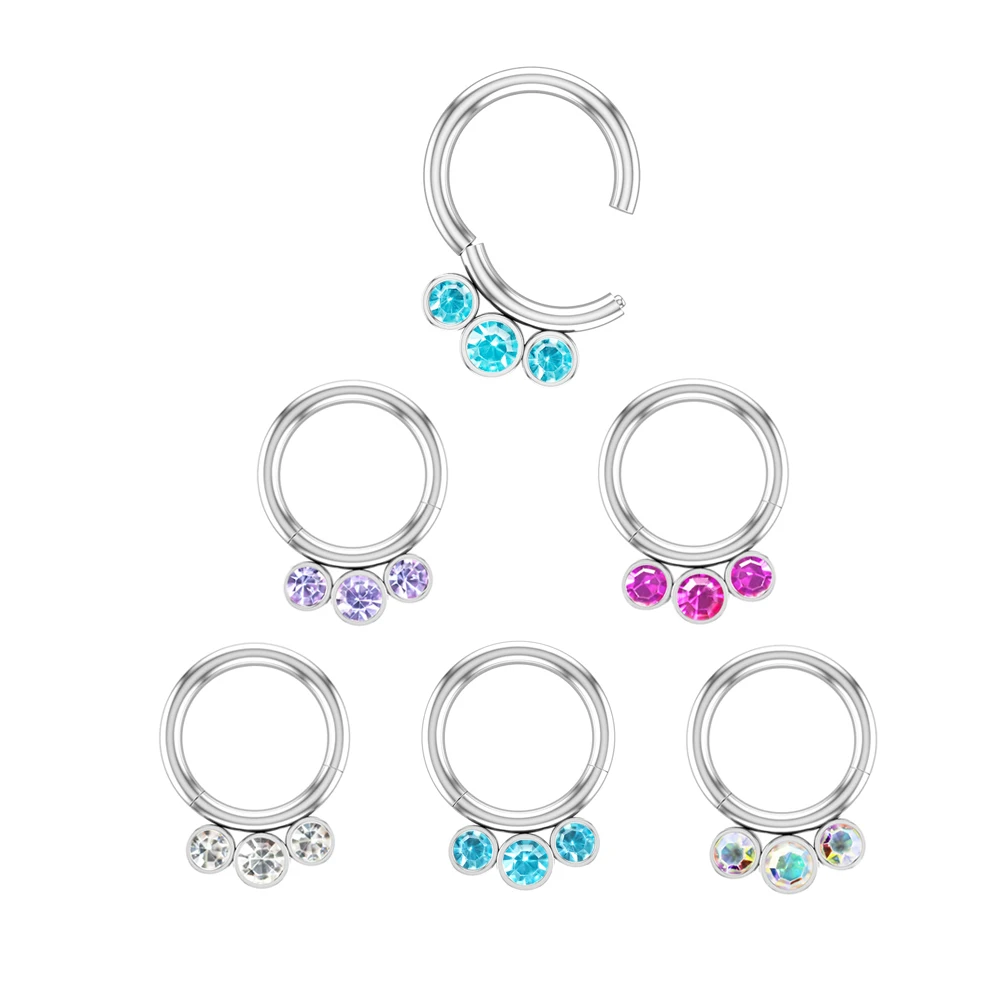 

5Pcs/Set Three Drill Split Ring Nose Septum Hoop Nose Ring Ear Helix Clicker Piercing Ear Cartilage Tragus Piercing Jewelry