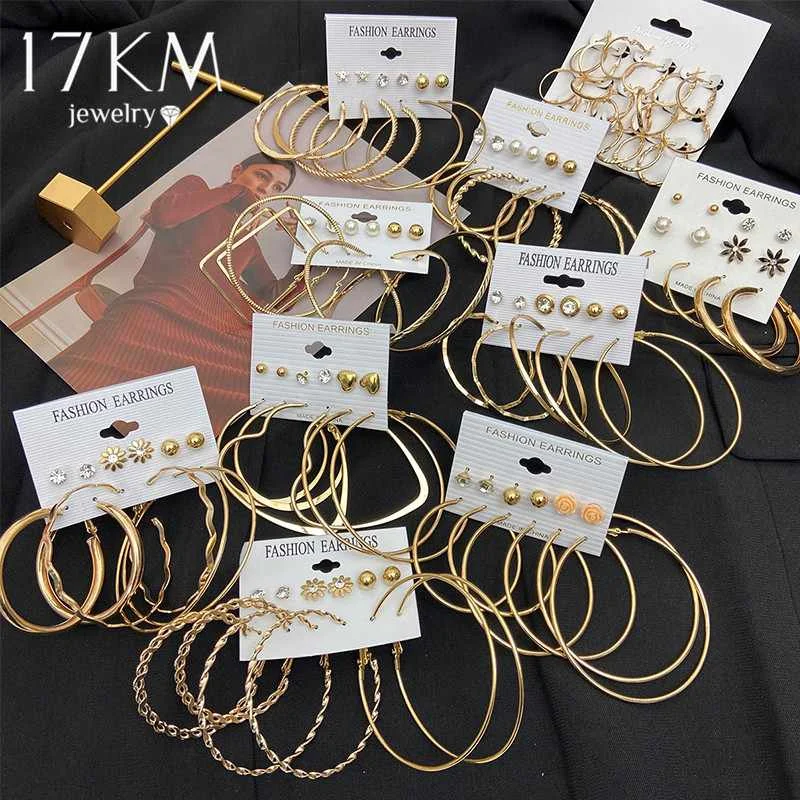 

2021 Vintage Geometirc Metal Hoop Earrings Set Gold Silver Color Circle Hoop Earrings for Women Jewelry