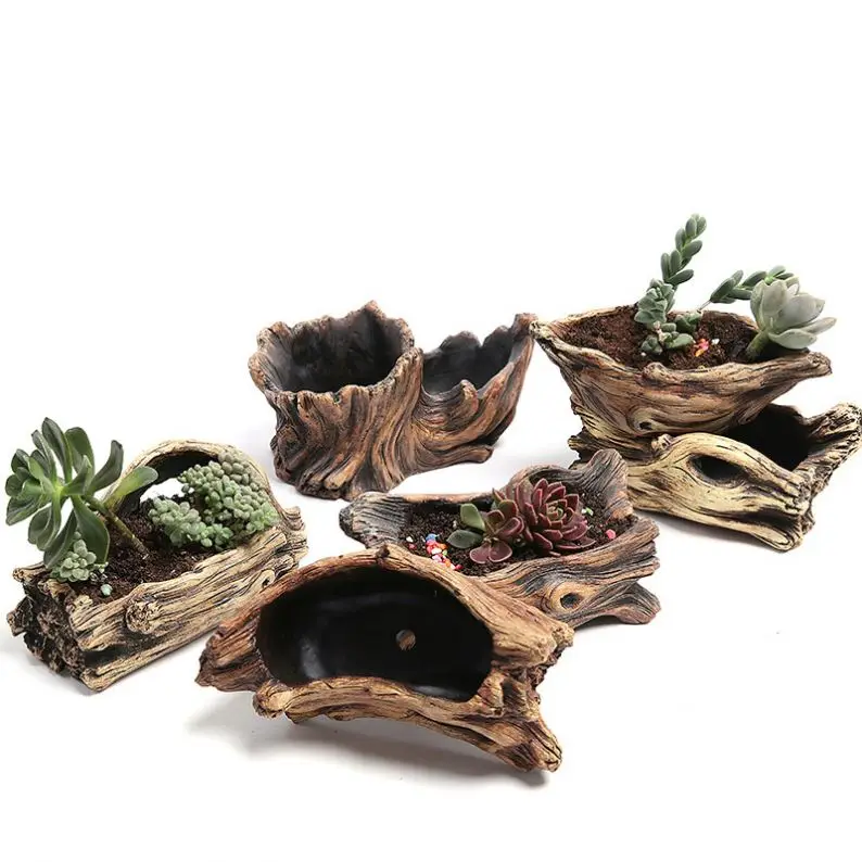 

71 Creative Cement Tree Root Carving Mini Pastoral Flowerpot Succulents Basin Reusable Flower Planter Stump Flower Pot