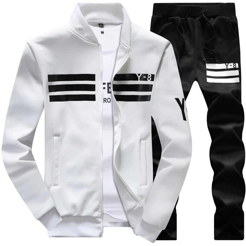 

Men's Jogger Sports Fitness Suit Men's Striped Sports Baseball Uniform Spring/Autumn Long Sleeve Cardigan Suit