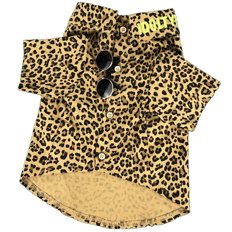 

Fashion design handsome pet dog cat leopard shirt Teddy Schnauzer Pug French Bulldog summer cat pet shirts clothes