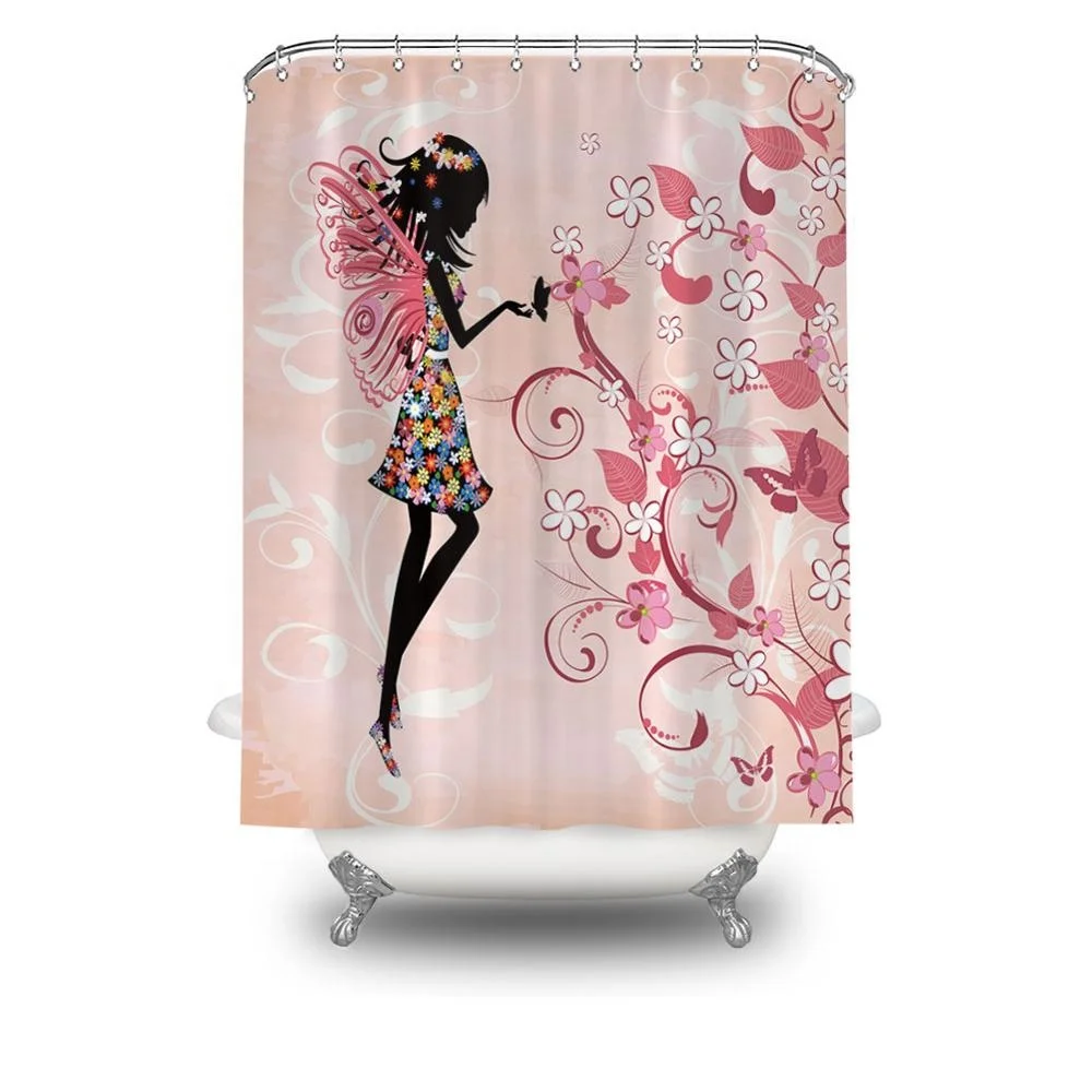 

2020 valentine girl pink shower curtain san valentine day with 3d digital printing