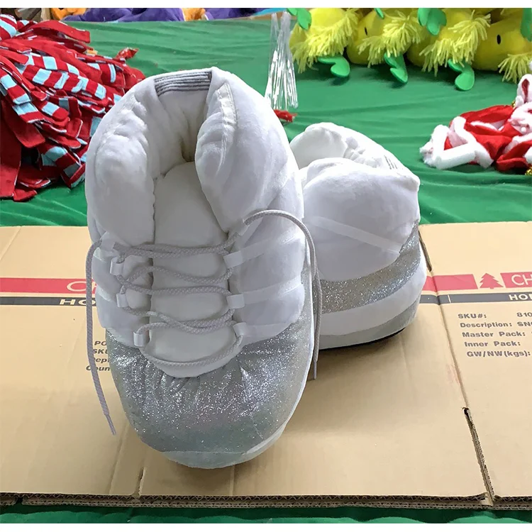 

Wholesale Plush jordan sneaker Slippers For Ladies, White