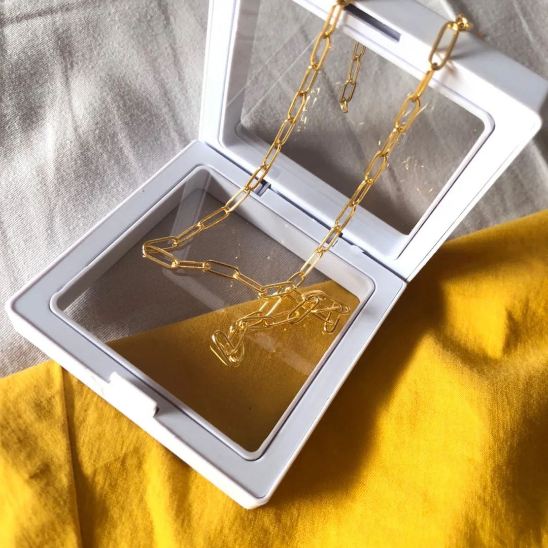 

18K Gold Plated Curb Role Chain Necklaces Gold Color Paper Clip Link Chain Choker Necklaces Minimalist Necklace Jewelry, As picture