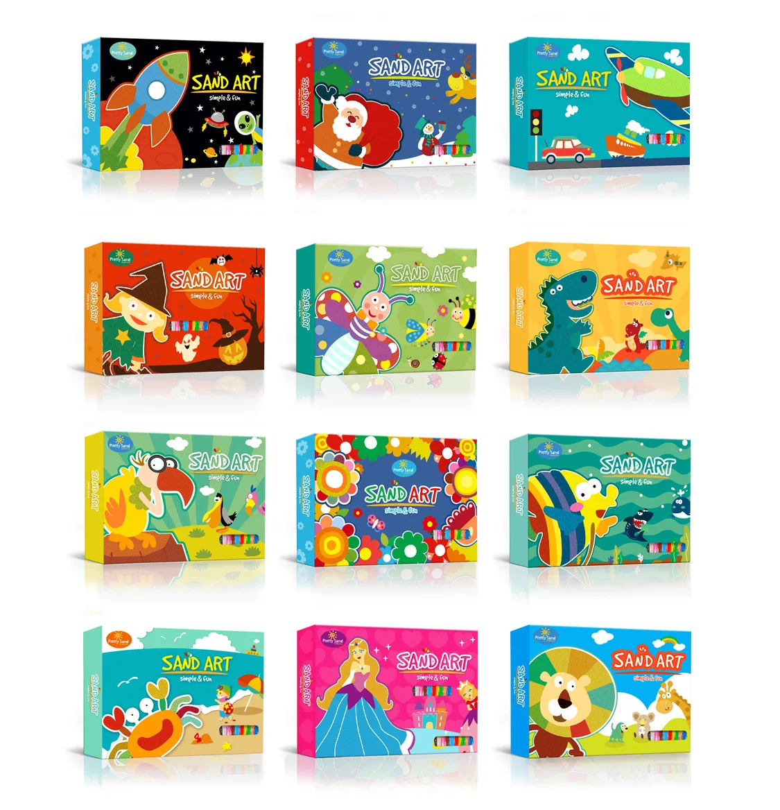 Creative Sand Art Painting Set For Kids With 4 Pictures And 12 Color