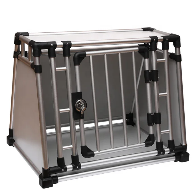 

Luxury XXL Heavy Duty Aviation Aluminum Dog Crate Dog Transport Box, Silver