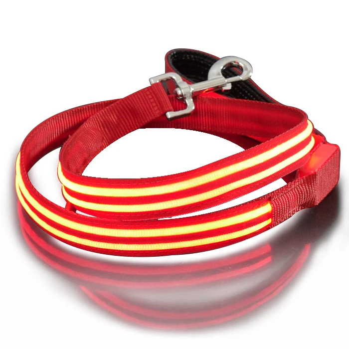 

Factory wholesale nice quality glowing led dog leash, Red,yellow,blue,green,orange,white,pink,rainbow colorful