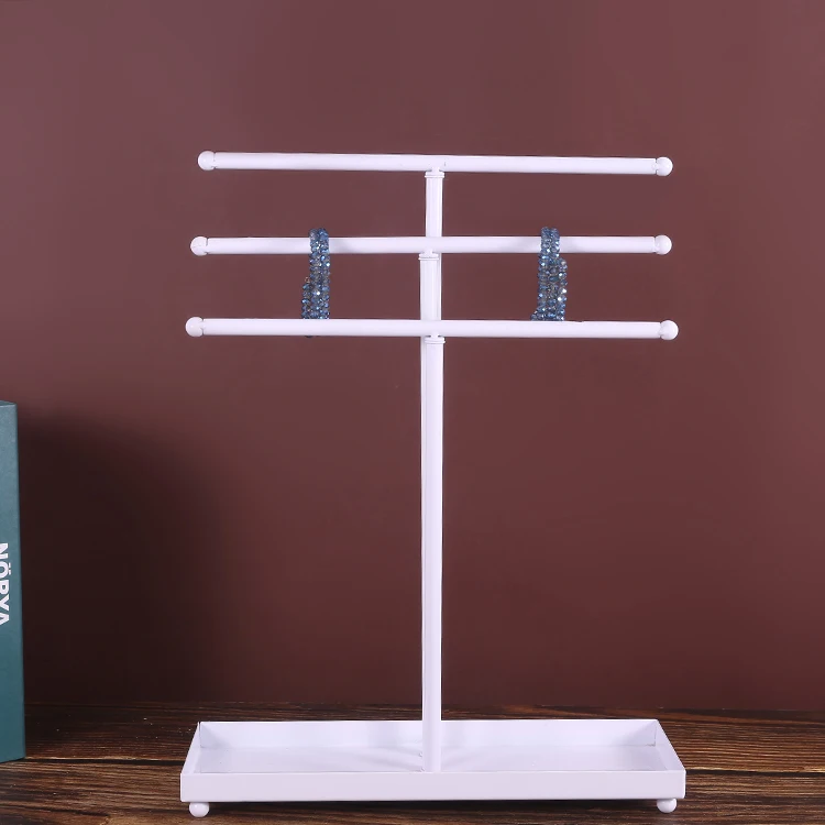 

Wholesale Jewelry Display Necklace Bracelet Stand Display Holder Jewelry 3 Tier White Metal With Base