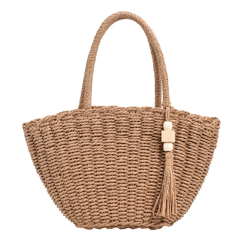 

2022 Women Casual Straw Weaving Tote Crossbody Bag Top-Handle Rattan Woven Bucket Handbag