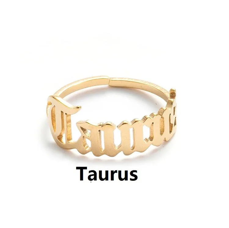 

G564 gold plated 12 old English stainless steel Horoscope zodiac rings