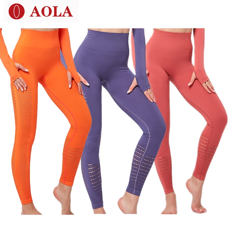 

AOLA Women Slim Fitness High Waist Leggings Spandex Sportswear Wear Sport Workout Indonesia Yoga Pants