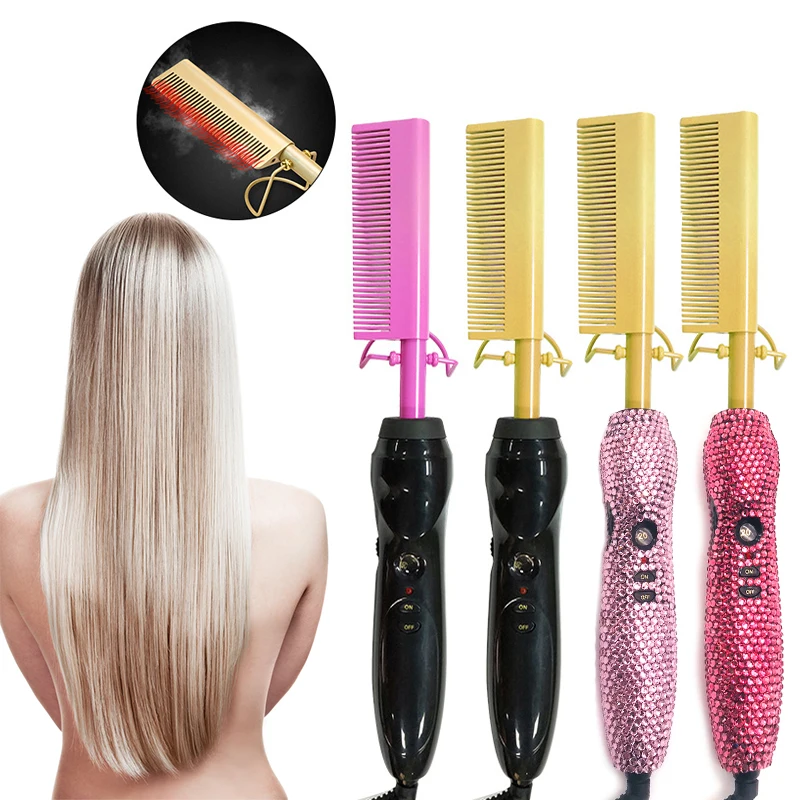 

Masterlee custom logo Hot Hair Comb Professional Hair Straightener Electric Copper Heater Comb, Beautiful color