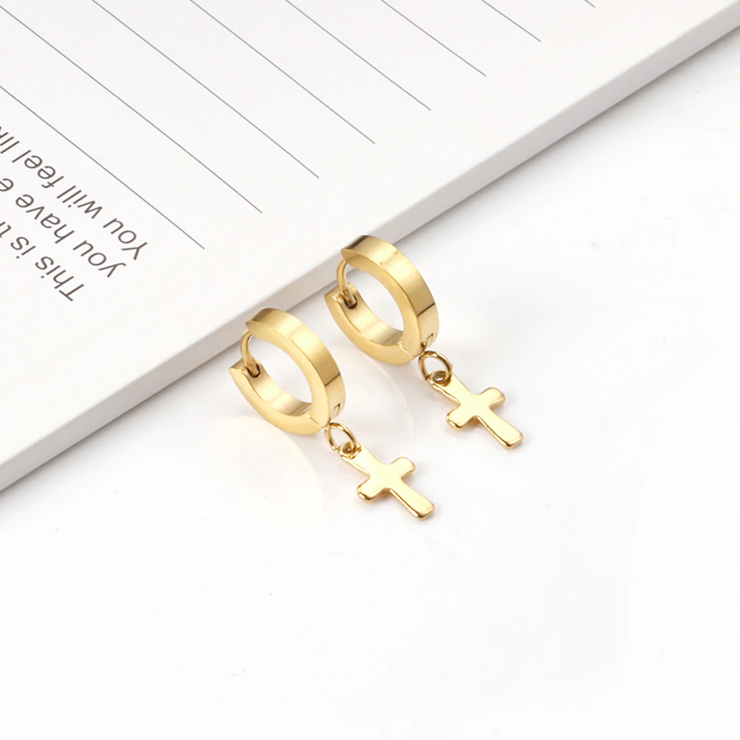 

Fashion earrings men women jewelry 18K gold plated stainless steel frosted hoop earrings girl ladies, Gold and silver