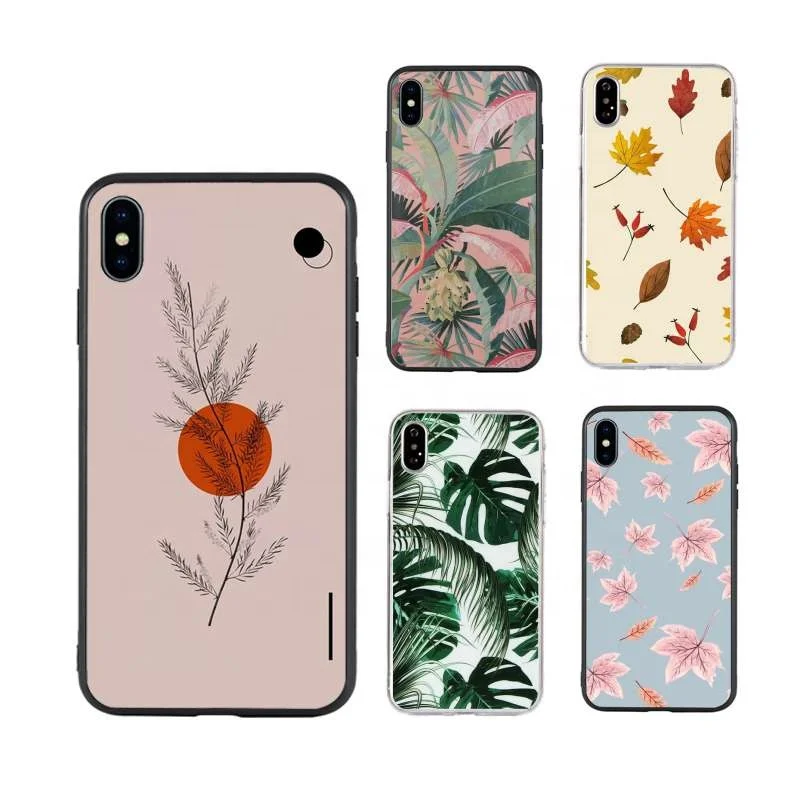 

For iPhone 12 Pro Max Case TPU Leaf Floral Phone Case For iPhone 12 11 Pro Max XR XS Max 7 8 Plus XS Soft Back Cover