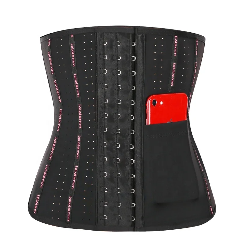 

Latex Waist Trainer Shaper Waist Support Women Slimming Corset Waist Trainer Belt Private Label Custom With Storage Pocket, Black