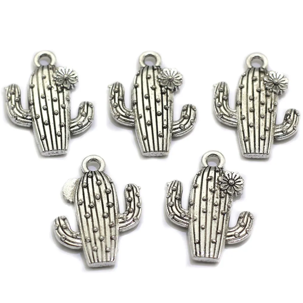 

20mm Alloy Cactus Charms Pendants For Necklace Bracelet Jewelry Making DIY Handmade, Same with photo,accept customize color