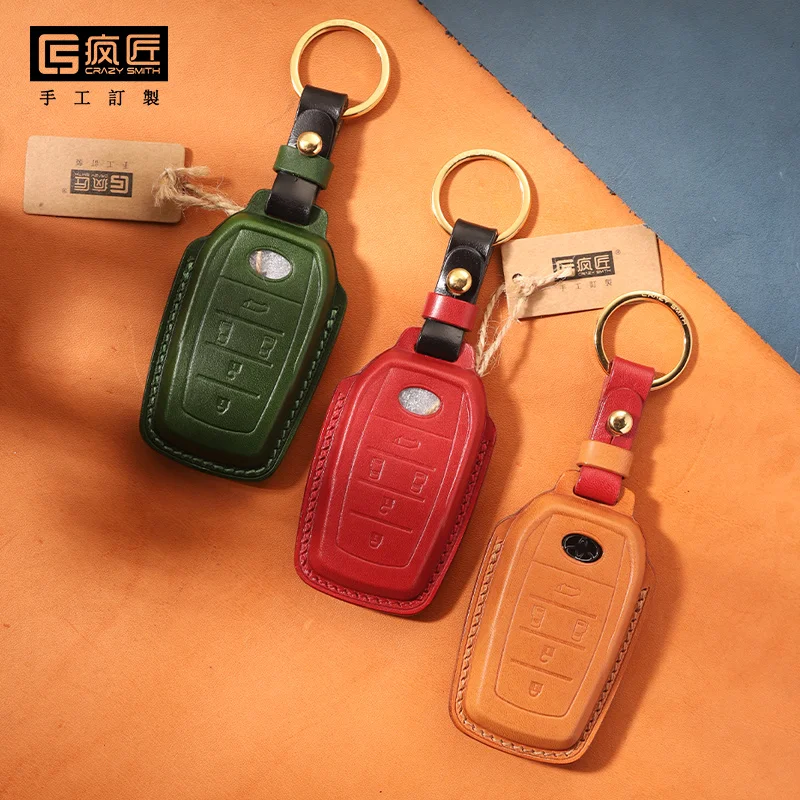 

2021 NEW High Grade LeatherCraft Hand Sewing Genuine Leather Smart Car Key Case Cover for Toyota Alphard/Vellfire/Previa, 17 color available