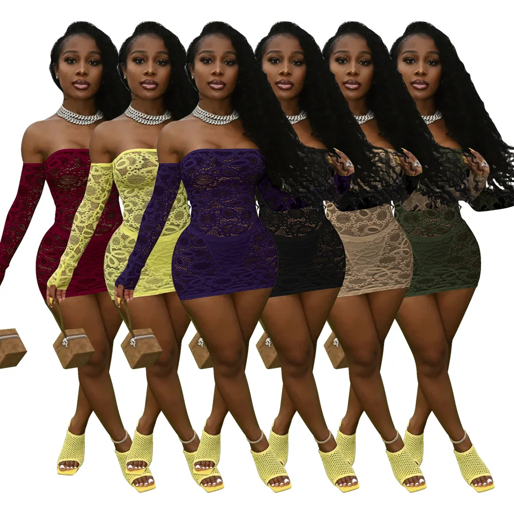 

Casual Style Women's Party Sexy Mesh Sheer Dress with Panties, Customized color