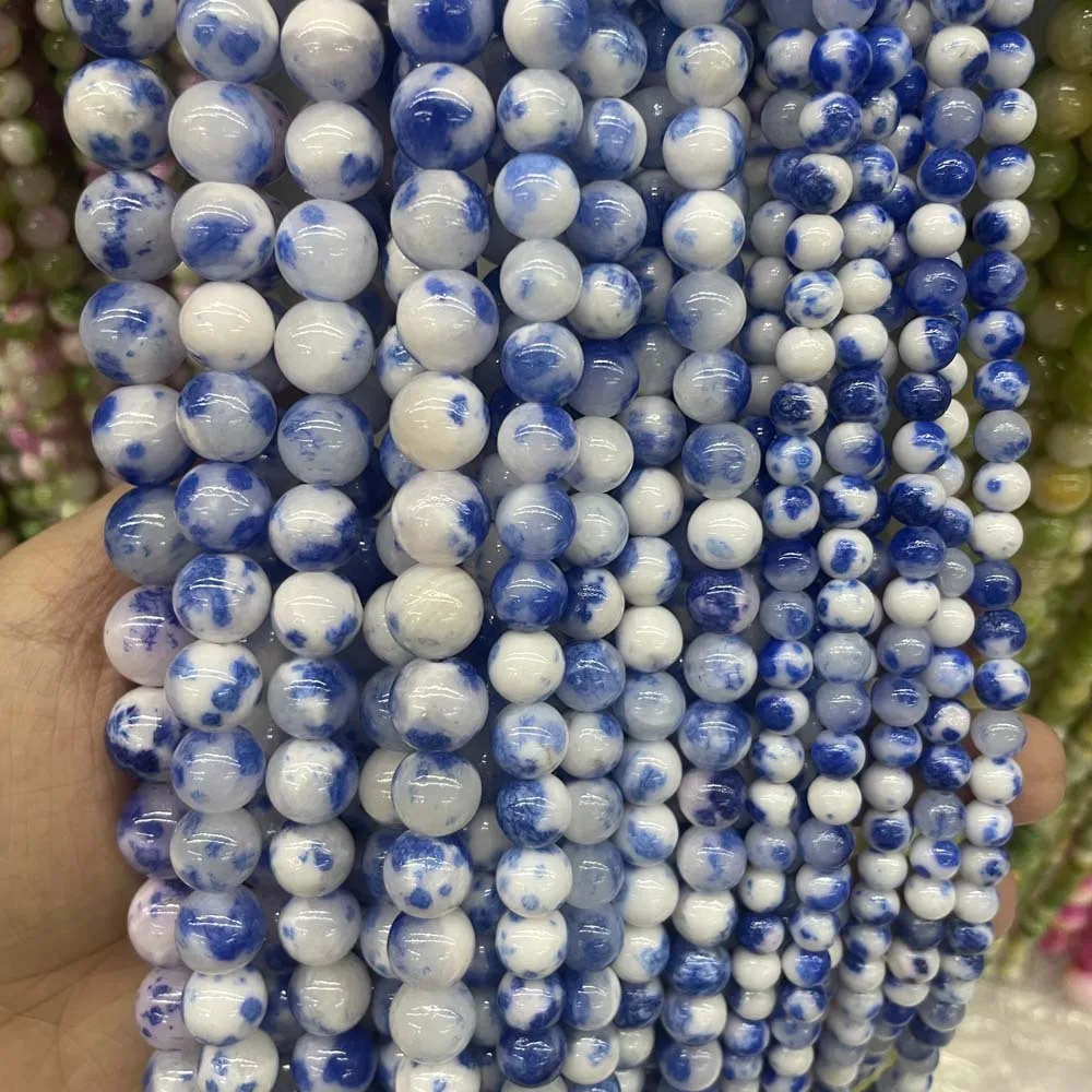 JC crystal wholesale 6-10mm double colors jade stone beads for jewelry making natural stone round beads