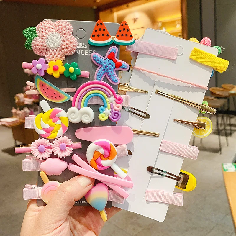 

Cute Acrylic Rainbow Flower Animal Pattern Metal Korean Designer Kids Girls Hair Pins Accessories Hairgrips Hair Clips