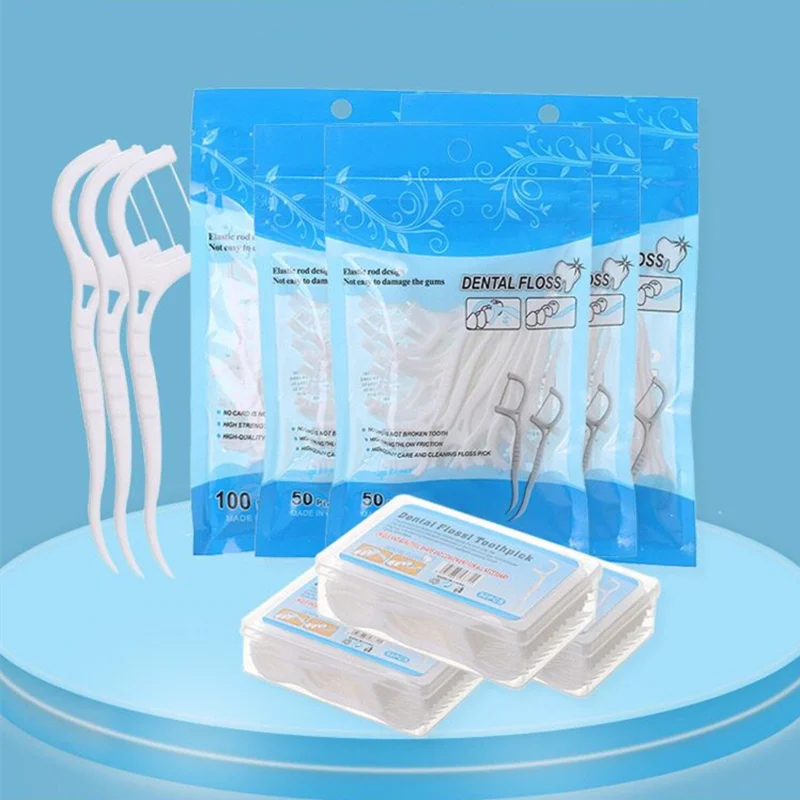 

Factory Eco Friendly Bamboo Charcoal Reusable Vegan Plastic Toothpick Dental Floss Picks Flosser, White