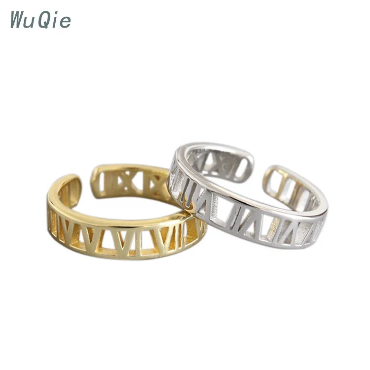 

Wuqie Gold/Silver Plated 925 Sterling Silver Roman Numerals Ring Fashion Jewelry