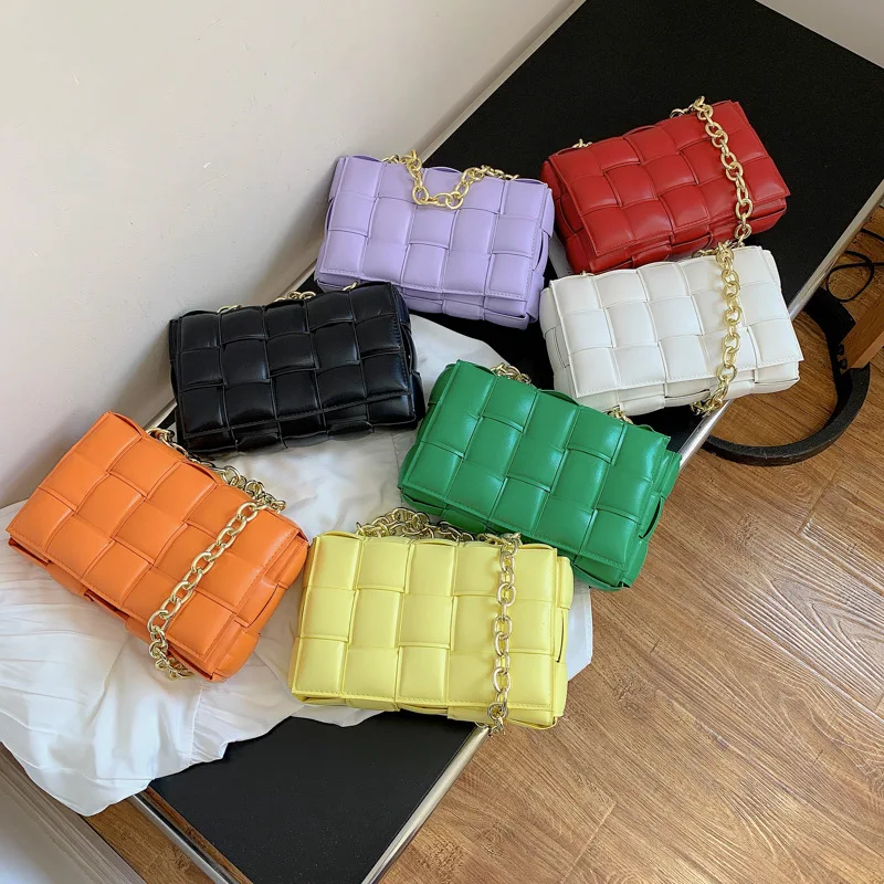 

2021 Colorful Leather Woven Purses And Handbags Crossbody Chain Bag For Women, Customized color