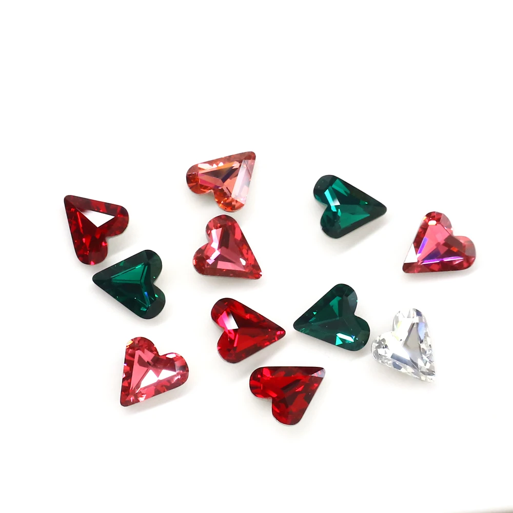 

Fashion 12mm AB color Heart Shape Glass Flatback Rhinestone Garment DIY Nail Art Decoration Strass Rhinestone