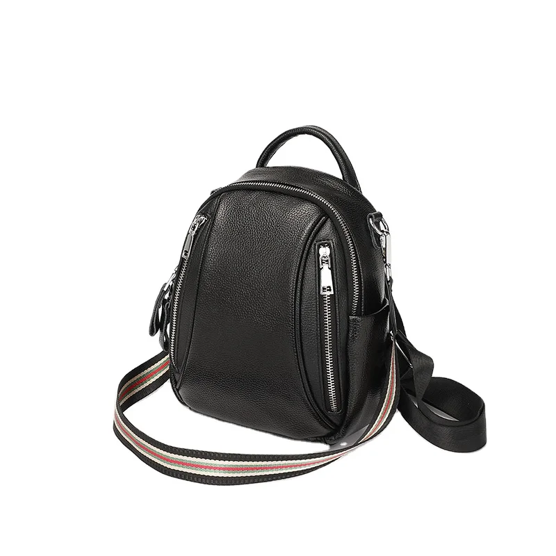 

2021 Fashion cowhide leather women small backpack purse, Black