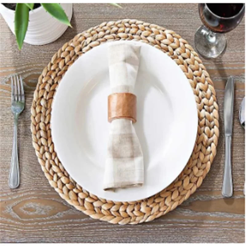 

Handmade natural woven water hyacinth placemat round placemat dinner plate holder