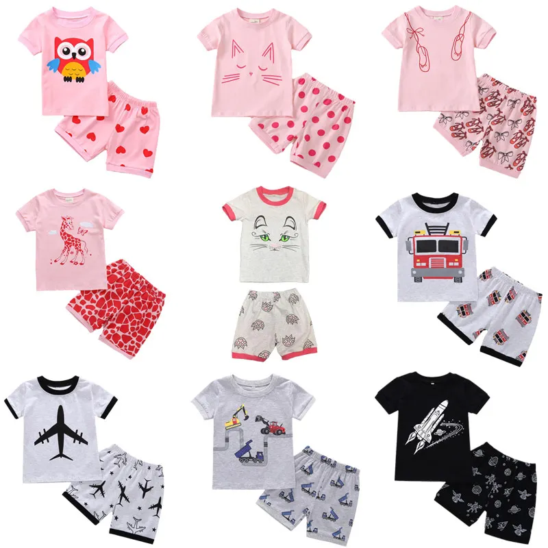 

95% cotton summer kids boy pants unisex baju anak children T shirt shorts 2 pcs sets toddler baby clothing girl clothes suits, Picture shows