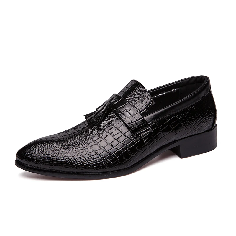 

On Sale Formal Leather Loafers Shoes for Men Casual Business Dress Shoes for Men, Black, silver