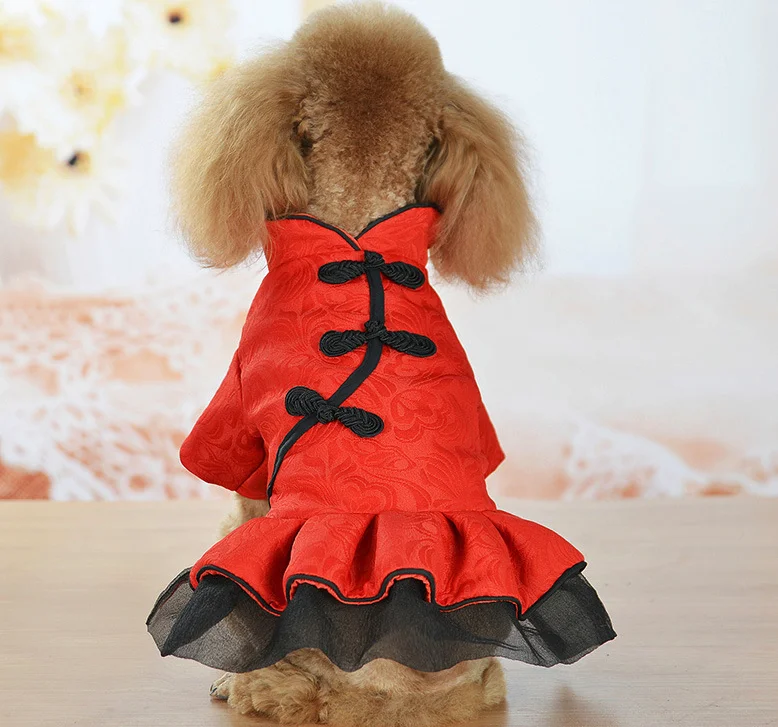 

Pet Clothes Classic Chinese Stylish Red Dress For Pets With Quality Proof