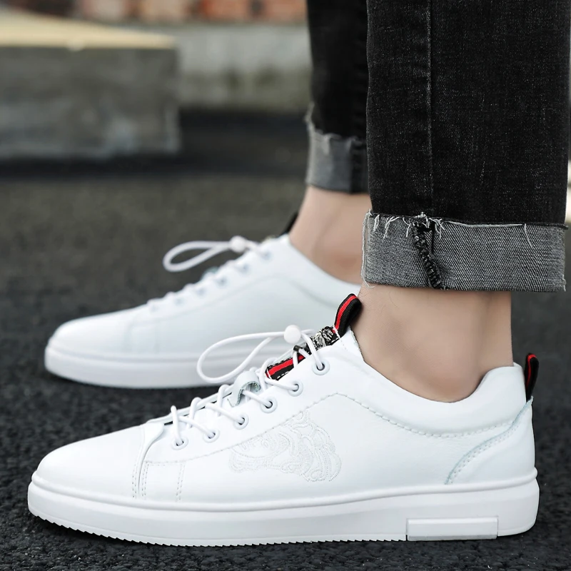 

Wholesale Shining Upper Brand Designer Leather Tenis White Sneakers Fashion Walking Luxury Shoes Men's Casual Shoes, Black,white