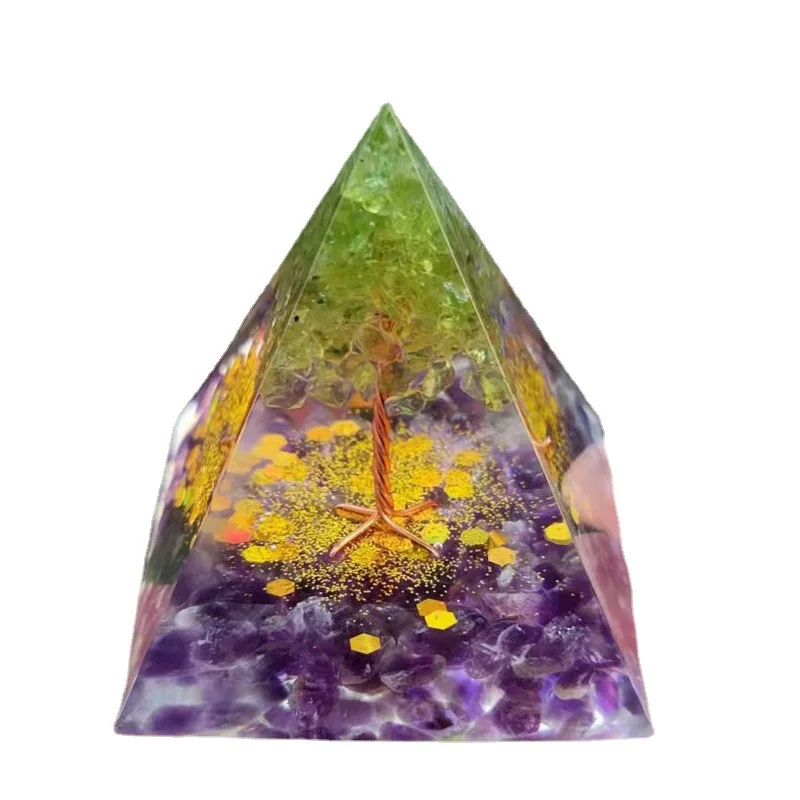 

Wholesale High Quality 5CM Crystal Stone Orgone Pyramid Crystal Healing Amethyst Pyramid Natural Gemstone Decoration