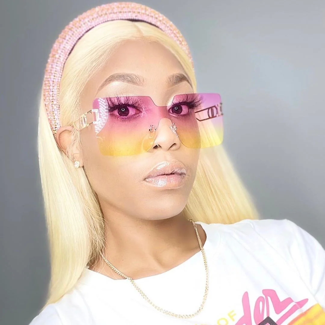 

OOT7119 Colorful Square Rimless One Lens Metal Sunglasses