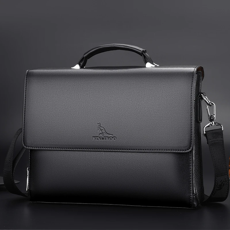 

Men's office handbag, large capacity briefcase, portable one shoulder messenger bag, atmospheric black, Black brown