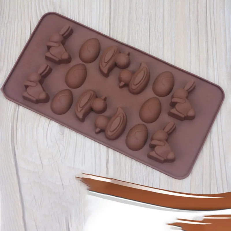 

DIY baking cake mold Silicone duck rabbit egg easter ice mould Cake baking mould Chocolate Ice Mold, Brown