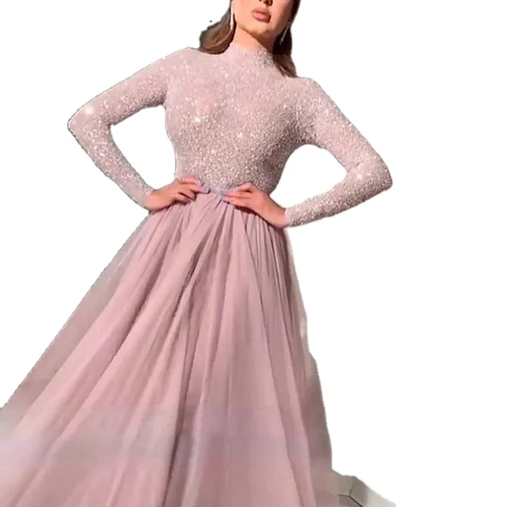 

Gilding mesh Elegant Sweet Pink evening prom plus size women dresses, Picture
