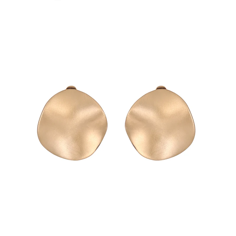 

European American Fashion Round Disc Clip On Earrings Ears For Ladies, Gold/silver