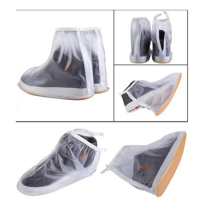 拉链防水鞋罩雨鞋雨鞋雨靴防水罩男鞋可重复使用的靴子平底鞋套