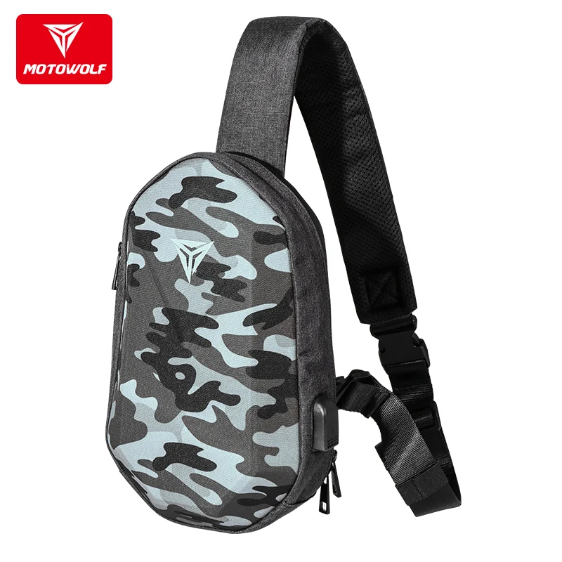 

MOTOWOLF Custom Waterproof Pack Shoulder Chest Bag With Usb Crossbags For Men Messenger Chest, Slive/black/camouflage