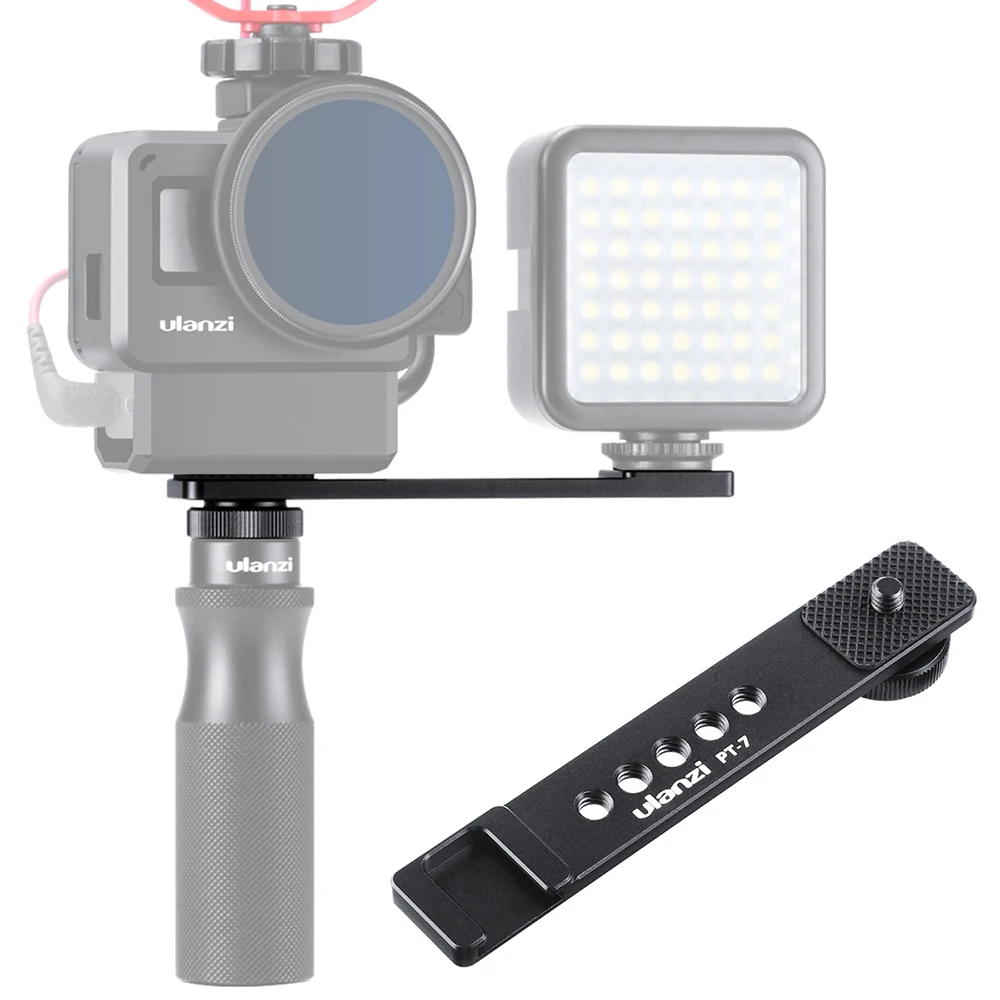 

Hot Ulanzi PT-7 Vlog Extension Mount Bar Bracket with Cold Shoe 1/4 Screw for LED Video Light Microphone Gopro Vlogging Mount