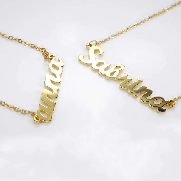

Personalised Alphabet Letters Custom 925 Sterling Silver Jewellery 18K Yellow Gold Plated Jewelry Name Initial Necklace For Lady