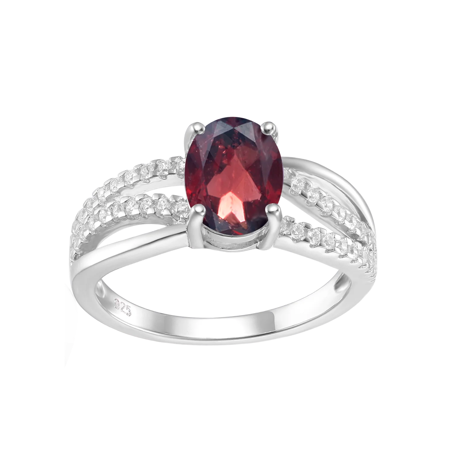 

Abiding Jewelry Factory 925 Sterling Silver Stackable Bypass & Crossover Ring Natural Gemstone Garnet Ring For Party Engagement