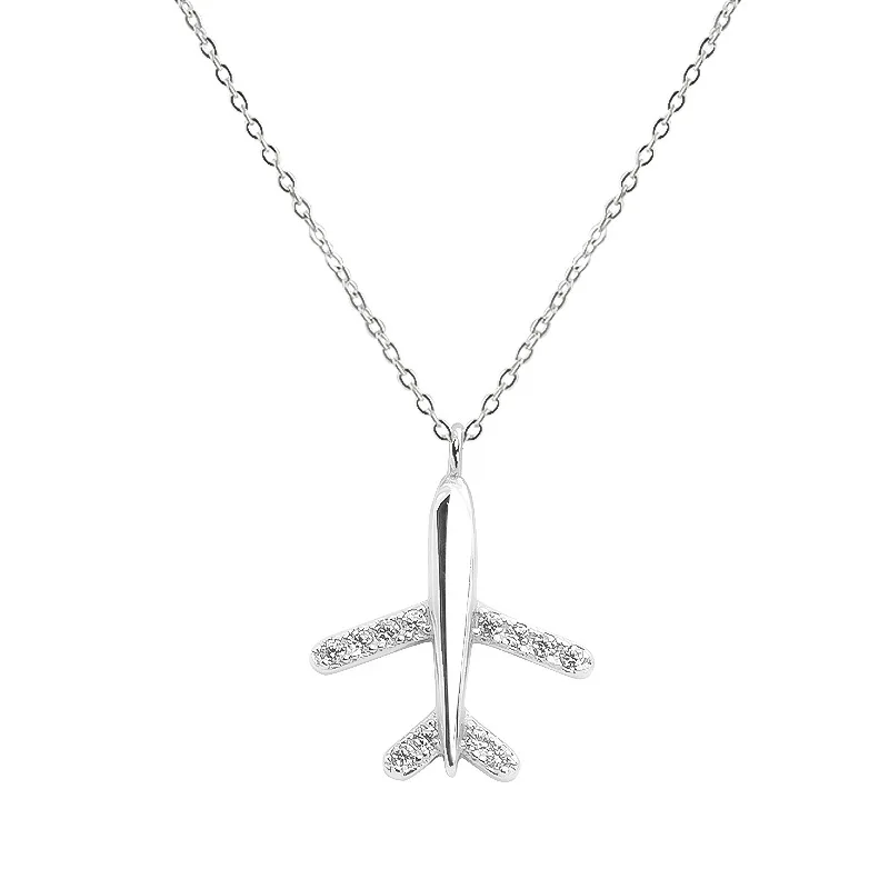 Sterling Silver Necklace Female Clavicle Chain 2022 New 925 Silver Small Aircraft Shape Pendant Niche Design Sense