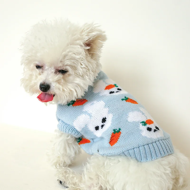 

New for autumn and winter Pet Dog Clothing Warm Pet Sweater Rabbit clothes apparel, Blue,pink