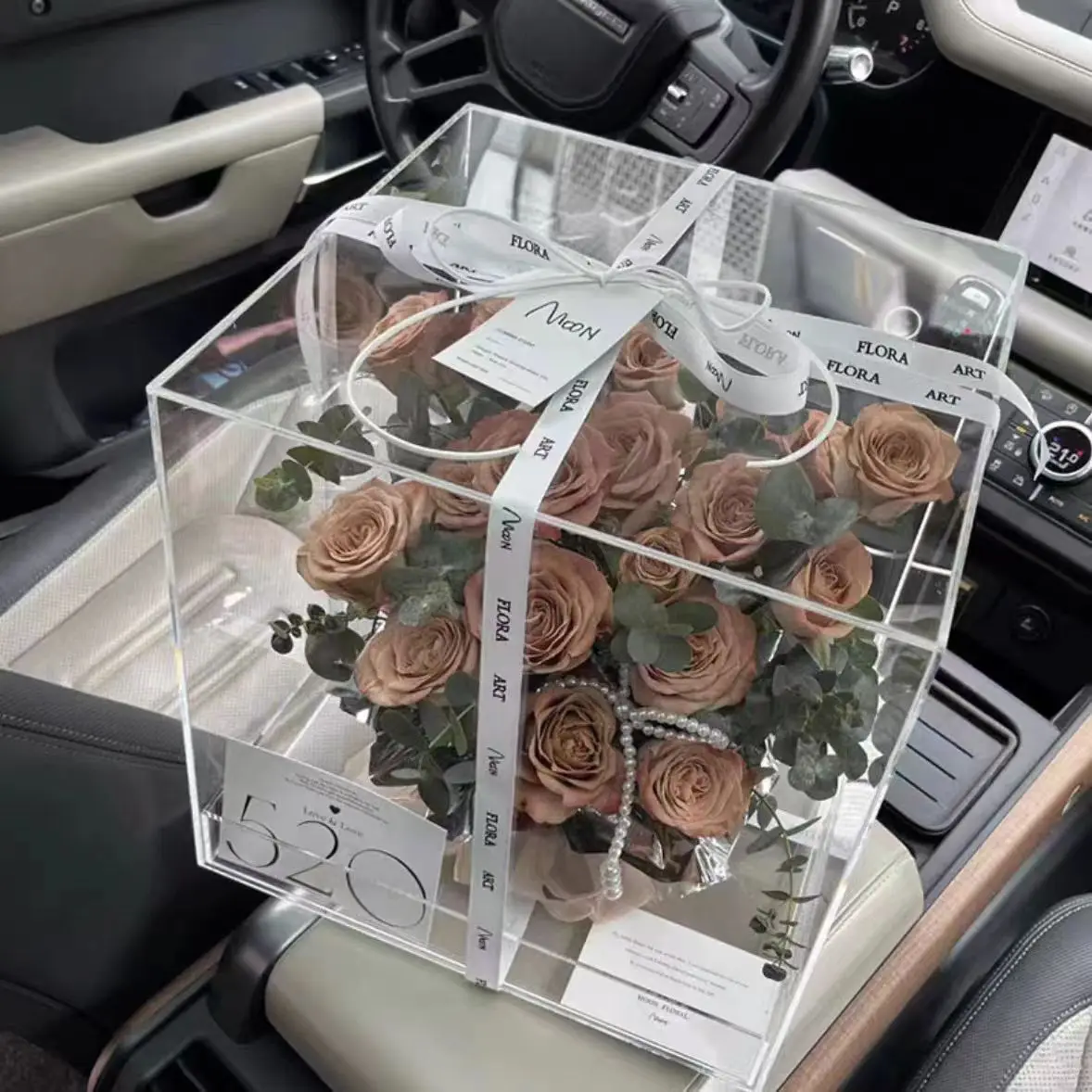 3D High Transparent Acrylic Flower Box for Square Rose for Christmas Valentine's Day Graduation Gift Packaging