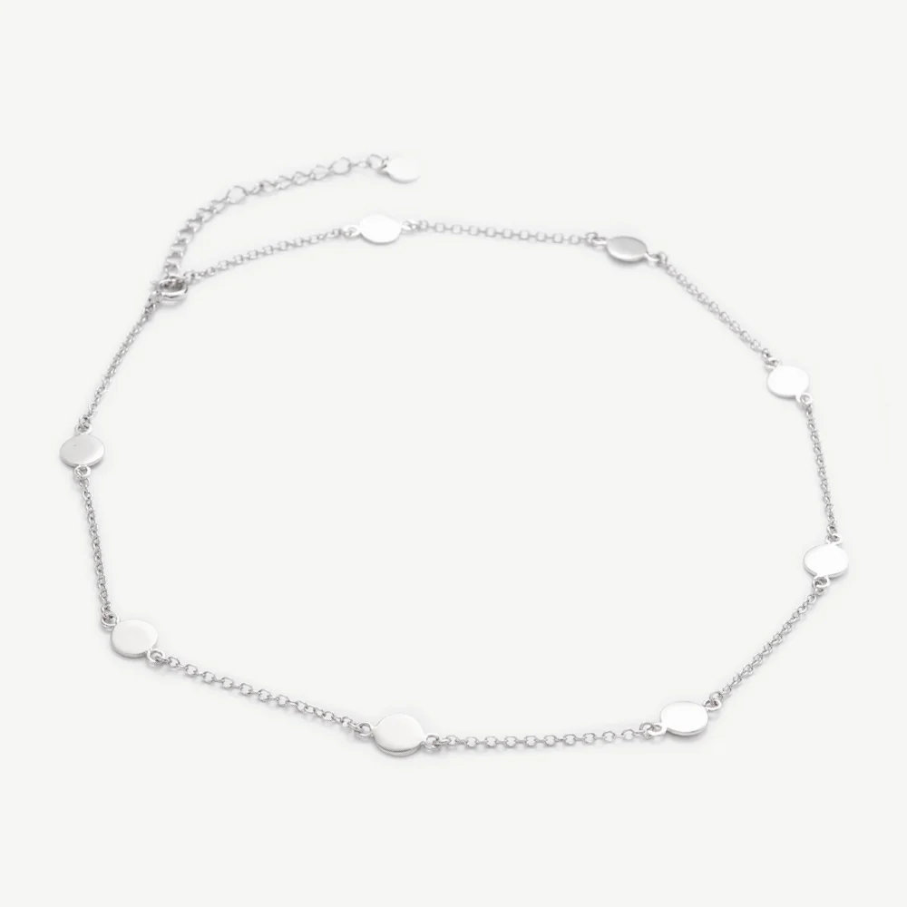 

Chris April wholesale in stock 925 sterling silver simple stackable flat bead charms flake necklace