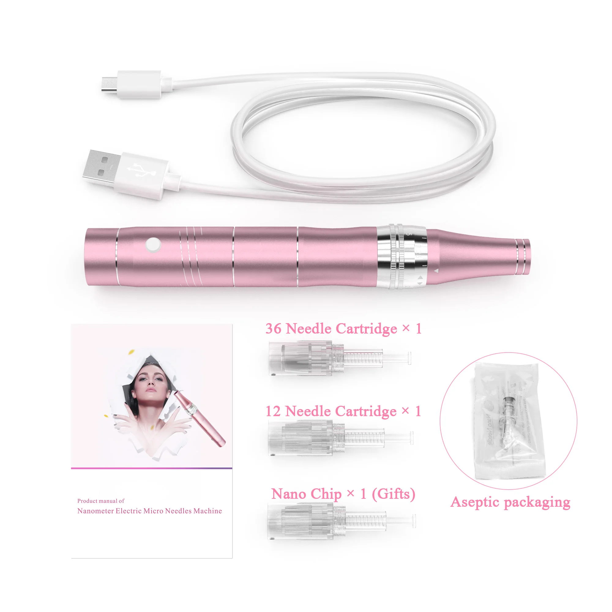 

Electric vibrating microneedling instrument automatic skin rejuvenation derma pen, Gold, sliver